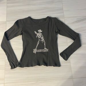 Brandy Melville John Gelt Long Sleeve Thermal Nashville Graphic Tee Shirt